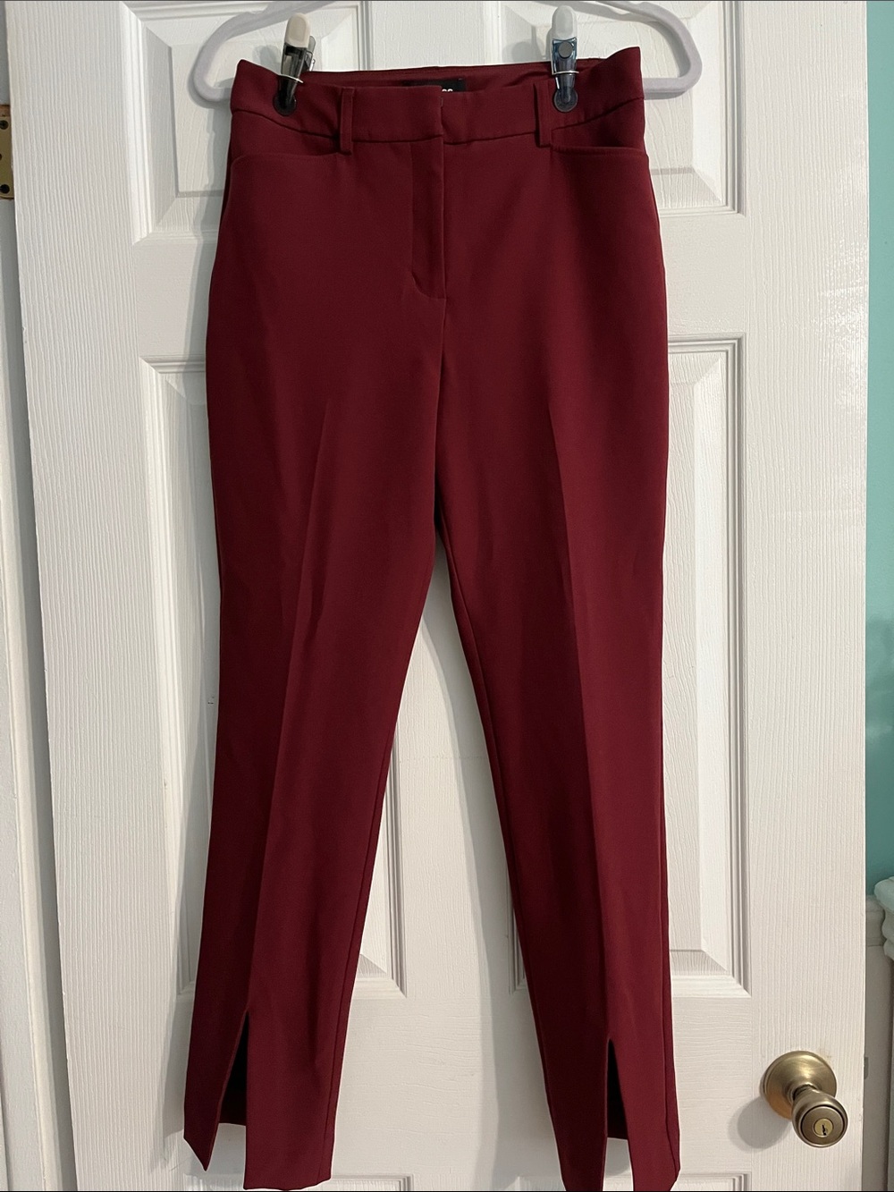 Express Slim Front-Slit Trousers - Burgundy